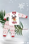 Детска пижама с дълъг ръкав Коледа, бял цвят