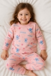  Детска пижама за момиче с дълъг ръкав, розов цвят