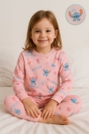  Детска пижама за момиче с дълъг ръкав, розов цвят