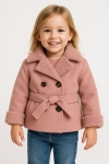 Детско зимно палто за момиче, цвят пудра