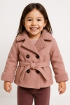 Детско зимно палто за момиче, цвят пудра