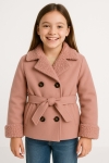 Детско зимно палто за момиче, цвят пудра