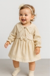 Детска рокля без ръкав със сако, бежов цвят