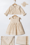 Детска рокля без ръкав със сако, бежов цвят