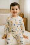 Детска пижама дълъг ръкав за момче, бежов цвят