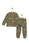 Детска пижама дълъг ръкав за момче, зелен цвят