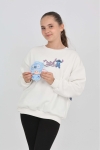 Детска блуза вата момиче с дълъг ръкав, цвят екрю