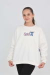 Детска блуза вата момиче с дълъг ръкав, цвят екрю
