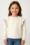 Детска блуза за момиче с дълъг ръкав, цвят екрю 