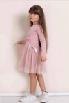 Детска рокля с дълъг ръкав, цвят пудра 