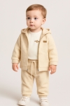 Бебешки комплект за момче дълъг ръкав 3 части, бежов цвят