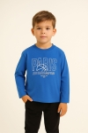 Детска блуза за момче с дълъг ръкав, син цвят   
