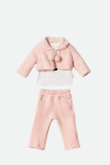 Бебешки комплект за момиче с дълъг ръкав 3 части, свтло розов цвят