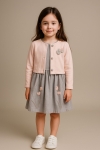 Детска рокля без ръкав със сако, сив цвят 