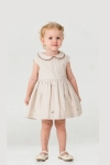Детска рокля без ръкав със сако, бежов цвят