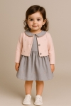 Детска рокля без ръкав със сако, сив цвят