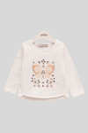 Детска блуза момиче дълъг ръкав, цвят екрю 
