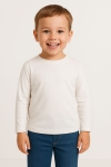 Детска блуза за момче с дълъг ръкав, бял цвят  