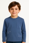 Детска блуза за момче с дълъг ръкав, син цвят