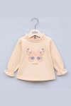 Детска блуза момиче дълъг ръкав, бежов цвят