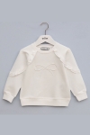 Детска блуза момиче дълъг ръкав, цвят екрю