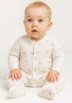 Бебешки гащеризон момче дълъг ръкав, цвят екрю
