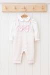 Бебешки гащеризон с блуза дълъг ръкав за момиче, розов цвят