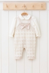 Бебешки гащеризон с блуза дълъг ръкав за момиче, бежов цвят
