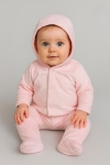 Бебешки комплект за момиче с дълъг ръкав, розов цвят