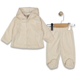 Бебешки комплект с дълъг ръкав, бежов цвят
