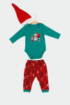Бебешки комплект с дълъг ръкав 3 части Коледа, зелен цвят
