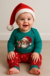 Бебешки комплект с дълъг ръкав 3 части Коледа, зелен цвят