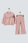 Детски комплект за момиче с дълъг ръкав, тъмно розов цвят
