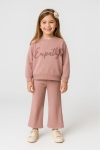 Детски комплект за момиче с дълъг ръкав, тъмно розов цвят
