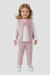 Бебешки комплект за момиче с дълъг ръкав 3 части, розов цвят