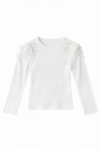 Детска блуза за момиче с дълъг ръкав, цвят екрю