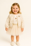 Детски комплект за момиче с дълъг ръкав 4 части, бежов цвят