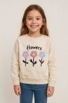 Детска блуза за момиче с дълъг ръкав, бежов цвят