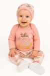 Бебешки комплект за момиче с дълъг ръкав 3 части, розов цвят