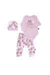 Бебешки комплект за момиче с дълъг ръкав 3 части, лилав цвят