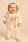 Бебешки комплект за момче с дълъг ръкав 3 части, бежов цвят