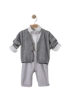 Детски комплект за момче с дълъг ръкав 4 части, сив цвят