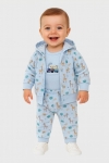 Бебешки комплект за момче с дълъг ръкав 3 части, син цвят
