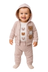 Бебешки комплект за момче с дълъг ръкав 3 части, бежов цвят