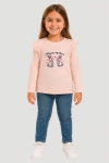 Детска блуза за момиче дълъг ръкав, светло розов цвят