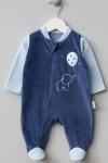 Бебешки гащеризон за момче с дълъг ръкав, тъмно син цвят