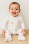 Бебешки гащеризон за момиче с дълъг ръкав, цвят екрю