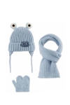 Детски комплект за момче шал, шапка и ръкаици, син цвят 