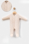 Бебешки гащеризон с дълъг ръкав, бежов цвят
