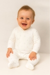 Бебешки гащеризон с дълъг ръкав, цвят екрю